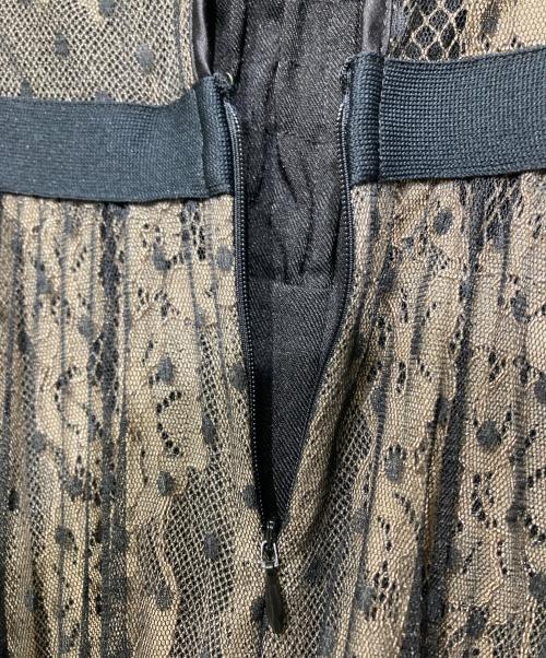 FRAY ID（フレイ アイディー）FRAY ID (フレイ アイディー) ドットチュールドレス ブラック×ベージュの古着・服飾アイテム