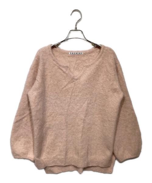SHENERY（シーナリー）SHENERY (シーナリー) ファーカシミヤキーネックニット ピンク サイズ:Fの古着・服飾アイテム