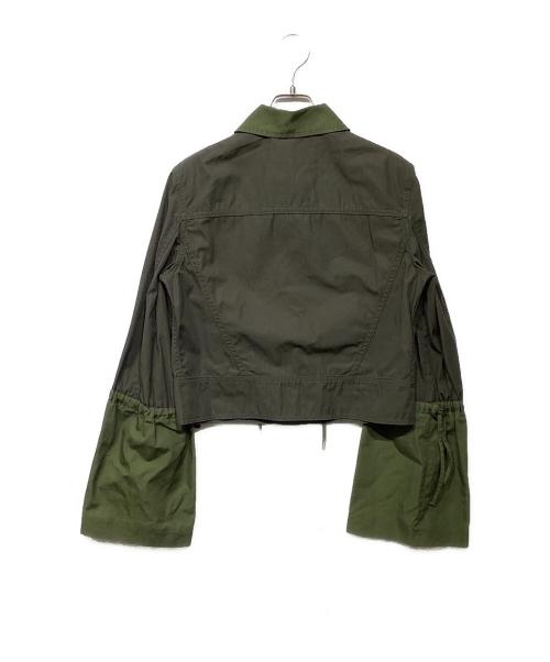 LOEWE（ロエベ）LOEWE (ロエベ) Cotton Cropped Jacket S540330X61 グレー×グリーン サイズ:38の古着・服飾アイテム
