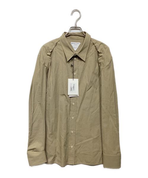 BOTTEGA VENETA（ボッテガベネタ）BOTTEGA VENETA (ボッテガベネタ) Tie Detail Long Sleeve Shirt(タイ ディティール ロング スリーブ シャツ) ベージュ サイズ:40の古着・服飾アイテム