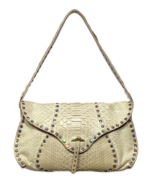 CELINE（セリーヌ）CELINE (セリーヌ) パイソン ビジュー ハンドバッグ アイボリーの古着・服飾アイテム