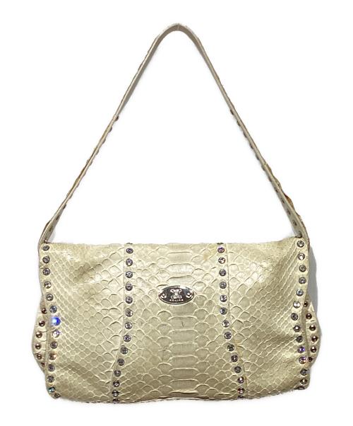 CELINE（セリーヌ）CELINE (セリーヌ) パイソン ビジュー ハンドバッグ アイボリーの古着・服飾アイテム