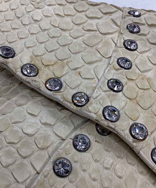 CELINE（セリーヌ）CELINE (セリーヌ) パイソン ビジュー ハンドバッグ アイボリーの古着・服飾アイテム