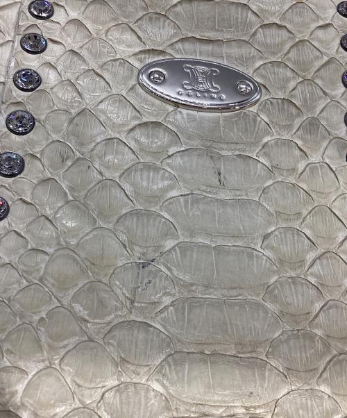 CELINE（セリーヌ）CELINE (セリーヌ) パイソン ビジュー ハンドバッグ アイボリーの古着・服飾アイテム