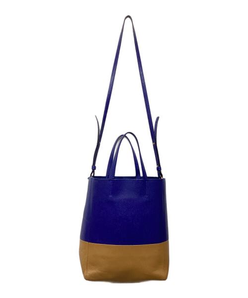 CELINE（セリーヌ）CELINE (セリーヌ) バーティカル カバ スモール バイカラー2WAYショルダーバッグ ブルーの古着・服飾アイテム
