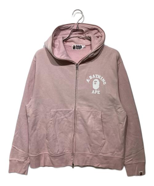 A BATHING APE（ア ベイシング エイプ）A BATHING APE (ア ベイシング エイプ) College Relaxed Fit Full Zip Hoodie001ZPJ301018M ピンク サイズ:Mの古着・服飾アイテム