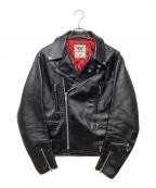 666 LEATHER WEAR666レザーウェア）の古着「裏キルティングライダースジャケット」｜ブラック