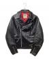 666 LEATHER WEAR（666レザーウェア）の古着「裏キルティングライダースジャケット」｜ブラック