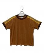 SASQUATCHfabrix.サスクワッチファブリックス）の古着「LACE TAPE VELOUR T-SHIRT」｜ブラウン