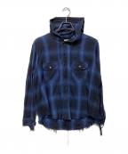 FUTURE ARCHIVEフューチャー アーカイブ）の古着「DAMAGE NEL HOODY 11-11-0636-791」｜ネイビー×ブラック