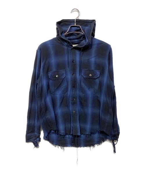 FUTURE ARCHIVE（フューチャー アーカイブ）FUTURE ARCHIVE (フューチャー アーカイブ) DAMAGE NEL HOODY 11-11-0636-791 ネイビー×ブラック サイズ:Sの古着・服飾アイテム