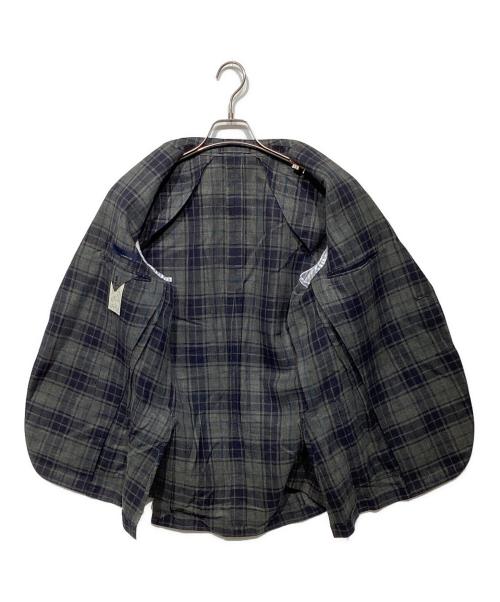 LARDINI（ラルディーニ）LARDINI (ラルディーニ) リネンブレンドチェックテーラードジャケット　JE32557AQ グレー×ネイビー サイズ:44の古着・服飾アイテム