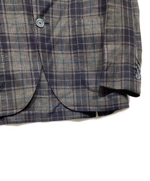 LARDINI（ラルディーニ）LARDINI (ラルディーニ) リネンブレンドチェックテーラードジャケット　JE32557AQ グレー×ネイビー サイズ:44の古着・服飾アイテム