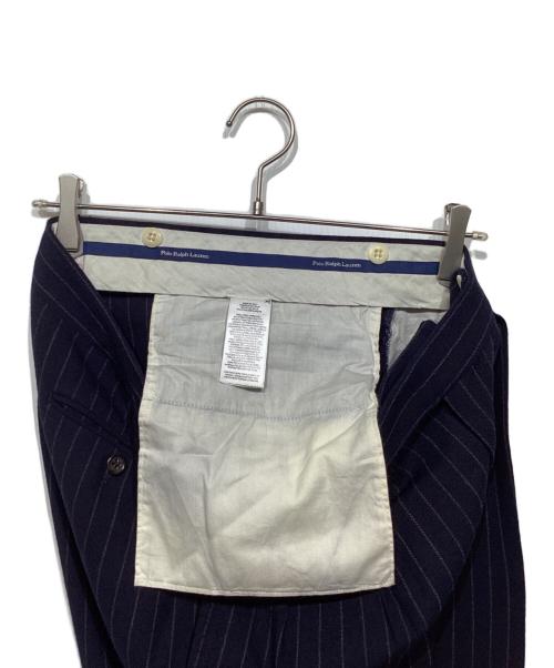POLO RALPH LAUREN（ポロ・ラルフローレン）POLO RALPH LAUREN (ポロ・ラルフローレン) ストライプ ダブル セットアップスーツ ネイビー サイズ:40Sの古着・服飾アイテム