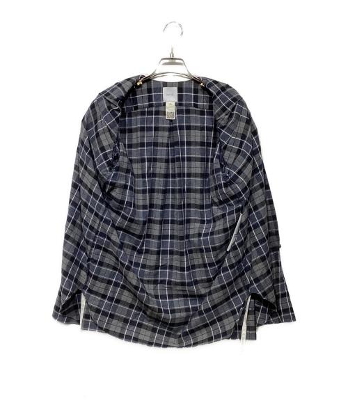 patou（パトゥ）patou (パトゥ) 刺繍入りカラー コットン&ウールブレンド シャツBL01200735029 グレー×ホワイト サイズ:36の古着・服飾アイテム