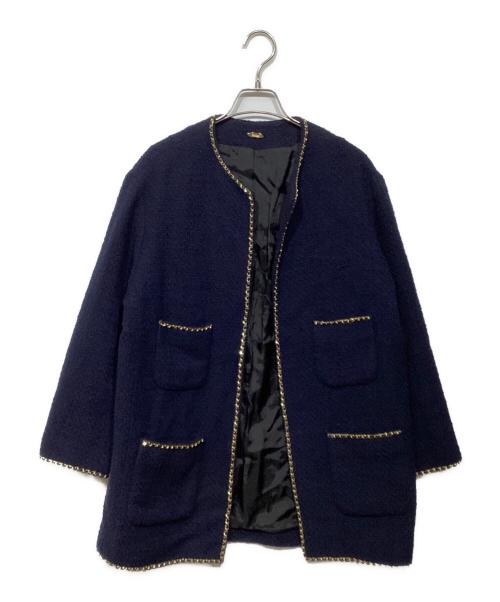 MUSE de Deuxieme Classe（ミューズ ドゥーズィエム クラス）MUSE de Deuxieme Classe (ミューズ ドゥーズィエム クラス) chain tweed ジャケット ネイビー サイズ:Fの古着・服飾アイテム