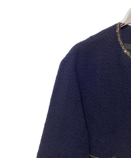 MUSE de Deuxieme Classe（ミューズ ドゥーズィエム クラス）MUSE de Deuxieme Classe (ミューズ ドゥーズィエム クラス) chain tweed ジャケット ネイビー サイズ:Fの古着・服飾アイテム