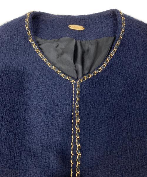 MUSE de Deuxieme Classe（ミューズ ドゥーズィエム クラス）MUSE de Deuxieme Classe (ミューズ ドゥーズィエム クラス) chain tweed ジャケット ネイビー サイズ:Fの古着・服飾アイテム
