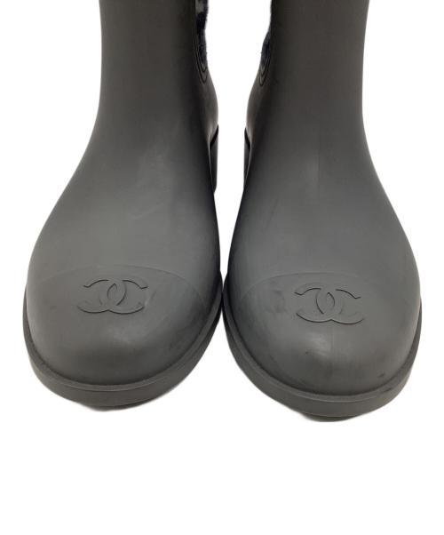 CHANEL（シャネル）CHANEL (シャネル) ノルディック ラバー ロングブーツ ネイビー×グレー サイズ:US６の古着・服飾アイテム