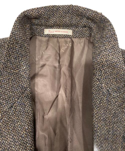 PAPAS（パパス）PAPAS (パパス) Harris Tweed (ハリスツイード) 2Bウールジャケット　D0424FJ 035 ブラウン サイズ:Mの古着・服飾アイテム