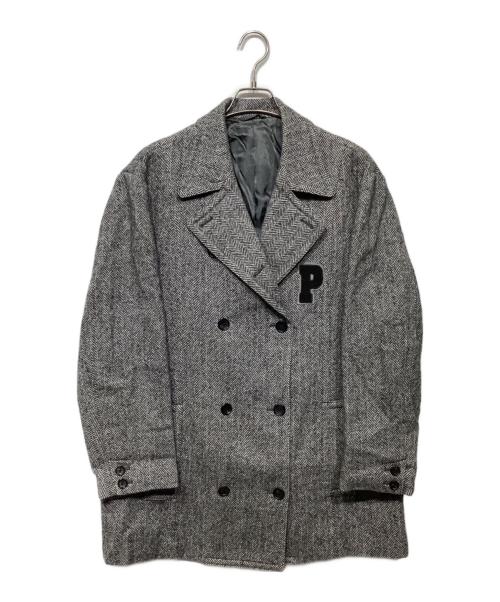 PAPAS（パパス）PAPAS (パパス) アンゴラブレンドPコートD0434FCH010 ホワイト×ブラック サイズ:Lの古着・服飾アイテム