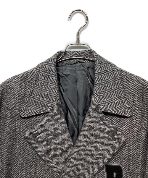 PAPAS（パパス）PAPAS (パパス) アンゴラブレンドPコートD0434FCH010 ホワイト×ブラック サイズ:Lの古着・服飾アイテム