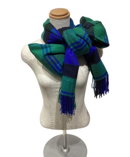 JOHNSTONS OF ELGIN（ジョンストンズオブエルガン）JOHNSTONS OF ELGIN (ジョンストンズオブエルガン) カシミヤチェックマフラー グリーン×ブルーの古着・服飾アイテム