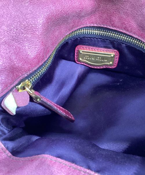 MIU MIU（ミュウミュウ）MIU MIU (ミュウミュウ) vitello lux ヴィッテロルクス　サイドリボン2WAYバッグ ピンクの古着・服飾アイテム