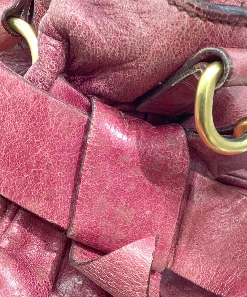 MIU MIU（ミュウミュウ）MIU MIU (ミュウミュウ) vitello lux ヴィッテロルクス　サイドリボン2WAYバッグ ピンクの古着・服飾アイテム