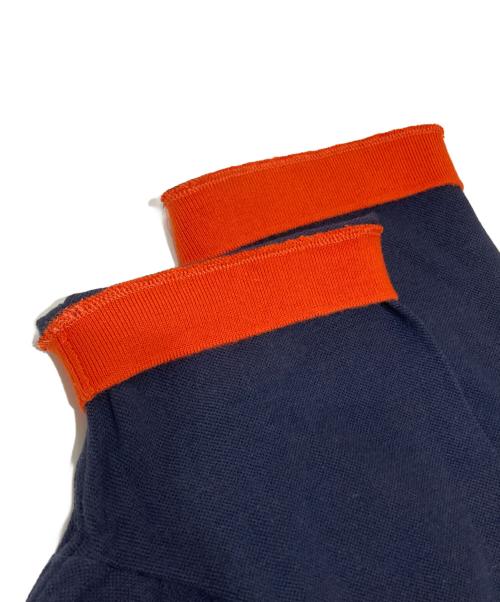 HERMES（エルメス）HERMES (エルメス) セリエボタンポロシャツ ネイビー×オレンジ サイズ:Sの古着・服飾アイテム