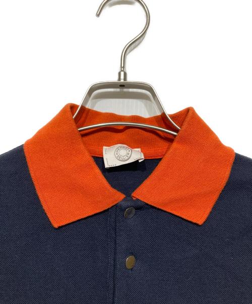 HERMES（エルメス）HERMES (エルメス) セリエボタンポロシャツ ネイビー×オレンジ サイズ:Sの古着・服飾アイテム