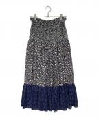 BEARDSLEYビアズリー）の古着「花柄ティアードスカート」｜ブラック