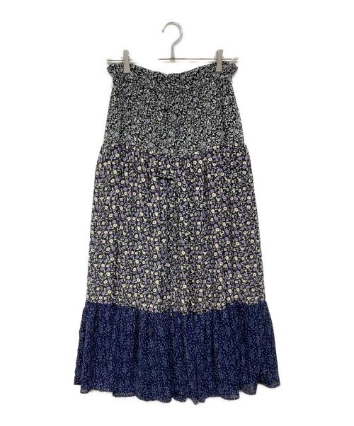 BEARDSLEY（ビアズリー）BEARDSLEY (ビアズリー) 花柄ティアードスカート ブラック サイズ:Fの古着・服飾アイテム