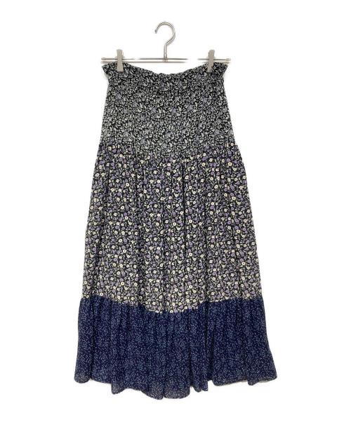 BEARDSLEY（ビアズリー）BEARDSLEY (ビアズリー) 花柄ティアードスカート ブラック サイズ:Fの古着・服飾アイテム