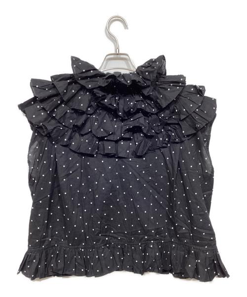 crinkle crinkle crinkle（クリンクル クリンクル クリンクル）crinkle crinkle crinkle (クリンクル クリンクル クリンクル) SALON adam et rope' (サロンアダムエロペ) 別注フリルポンチョノースリーブブラウス ブラック サイズ:Fの古着・服飾アイテム