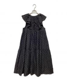 crinkle crinkle crinkle×SALON adam et rope'（クリンクル クリンクル クリンクル×サロンアダムエロペ）の古着「別注ノースリーブレースワンピース」｜ブラック