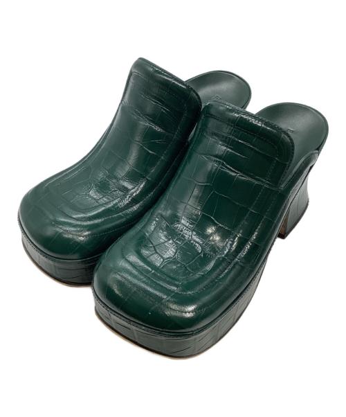 BOTTEGA VENETA（ボッテガベネタ）BOTTEGA VENETA (ボッテガベネタ) クロコ型押しサボサンダル グリーン サイズ:36 1/2の古着・服飾アイテム