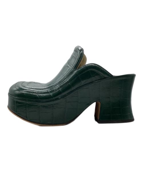 BOTTEGA VENETA（ボッテガベネタ）BOTTEGA VENETA (ボッテガベネタ) クロコ型押しサボサンダル グリーン サイズ:36 1/2の古着・服飾アイテム