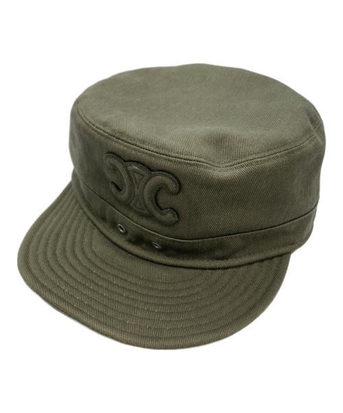 CELINE（セリーヌ）CELINE (セリーヌ) トリオンフ ロゴ アーミー キャップ オリーブ サイズ:Sの古着・服飾アイテム