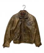Kakuishiカクイシ）の古着「カウレザージャケット」｜ブラック×ブラウン