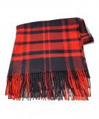 JOHNSTONS OF ELGINジョンストンズオブエルガン）の古着「チェック大判ストール」｜レッド×ネイビー