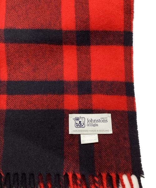 JOHNSTONS OF ELGIN（ジョンストンズオブエルガン）JOHNSTONS OF ELGIN (ジョンストンズオブエルガン) チェック大判ストール レッド×ネイビーの古着・服飾アイテム