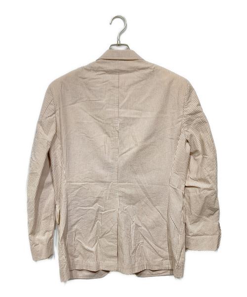 POLO RALPH LAUREN（ポロ・ラルフローレン）POLO RALPH LAUREN (ポロ・ラルフローレン) シアサッカーテーラードジャケット ブラウン×ホワイト サイズ:39Sの古着・服飾アイテム