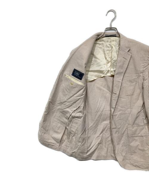 POLO RALPH LAUREN（ポロ・ラルフローレン）POLO RALPH LAUREN (ポロ・ラルフローレン) シアサッカーテーラードジャケット ブラウン×ホワイト サイズ:39Sの古着・服飾アイテム