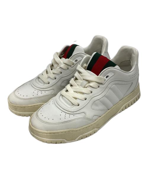 GUCCI（グッチ）GUCCI (グッチ) Re-Web リウェブ レザースニーカー　785728 ホワイト サイズ:US7の古着・服飾アイテム