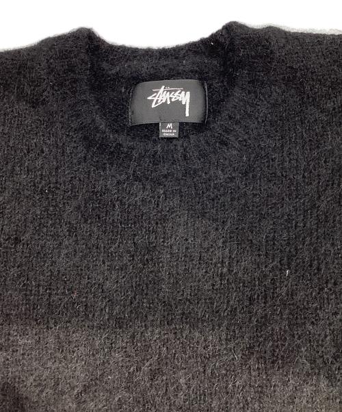 stussy（ステューシー）stussy (ステューシー) DICE FUZZY CREW KNIT ブラック×ホワイト サイズ:Mの古着・服飾アイテム