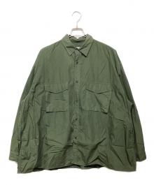 Graphpaper（グラフペーパー）の古着「22SS Garment Dyed Poplin Fatigue Shirt」｜グリーン