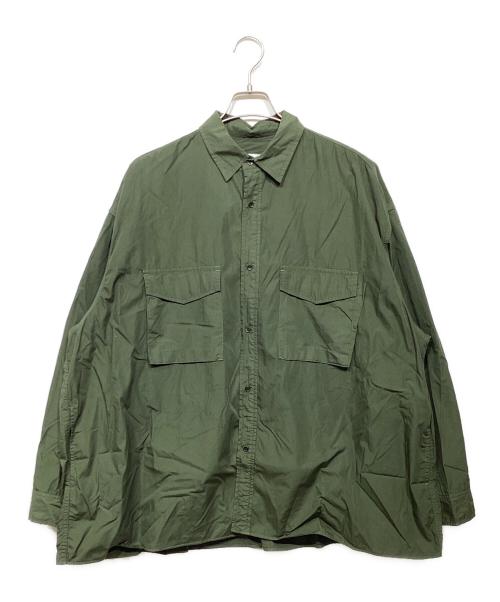 Graphpaper（グラフペーパー）Graphpaper (グラフペーパー) 22SS Garment Dyed Poplin Fatigue Shirt グリーン サイズ:Freeの古着・服飾アイテム