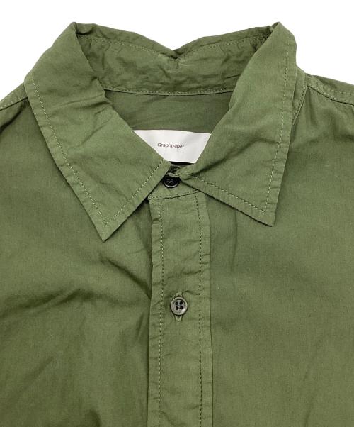 Graphpaper（グラフペーパー）Graphpaper (グラフペーパー) 22SS Garment Dyed Poplin Fatigue Shirt グリーン サイズ:Freeの古着・服飾アイテム