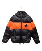 DSQUARED2ディースクエアード）の古着「Nylon Hooded Puffer」｜ブラック×オレンジ